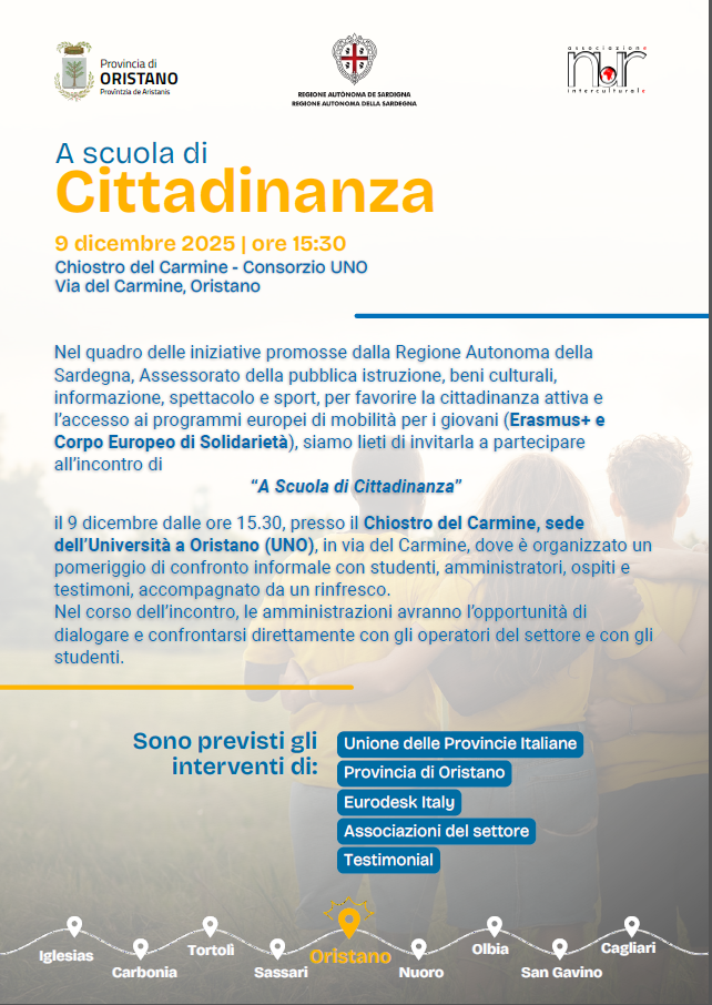 Visualizza la notizia: "A scuola di cittadinanza": martedì 9 dicembre un evento