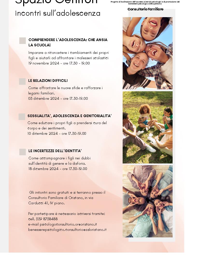 Visualizza la notizia: ASL N.5 ARISTANIS – SU CONSULTÒRIU FAMILIARI CUNCORDAT ATÒBIUS APOSTA PO PICIOCHEDDUS E GENIDORIS